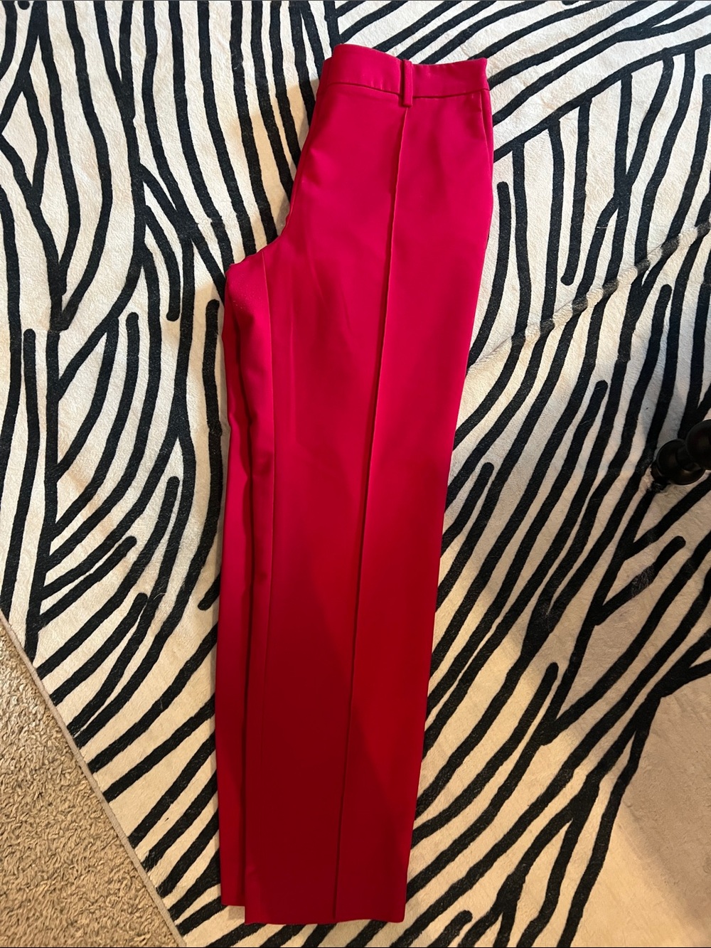Zara Bright Hot Pink Tailored Straight-Leg Trousers